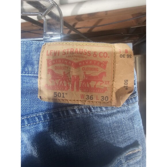 Levis 501 Jeans 36x30 Straight Leg Button - Blue Button Fly Classic - Picture 4 of 6